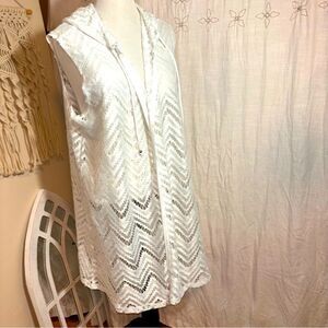 NWOT Pacific Beach Swim Cover Up White Mesh Zig Zag size 2XL